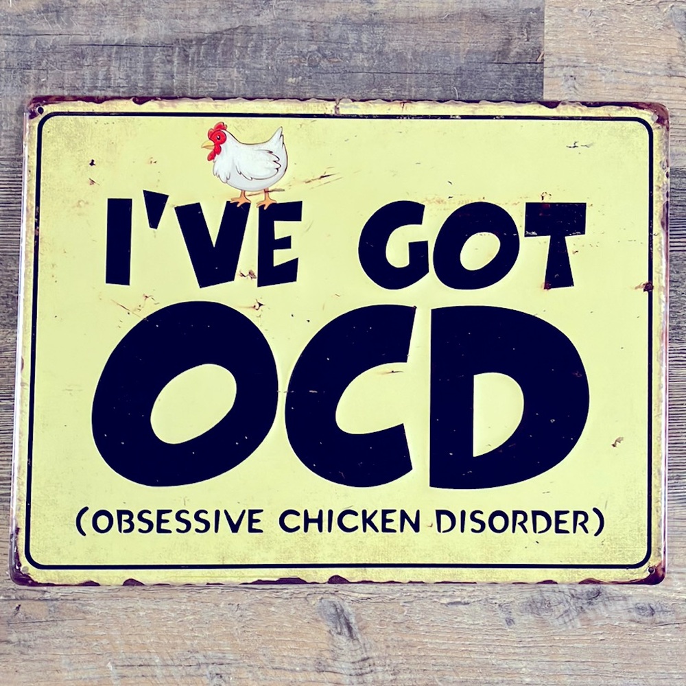 Metal Chicken Sign with Vintage look
